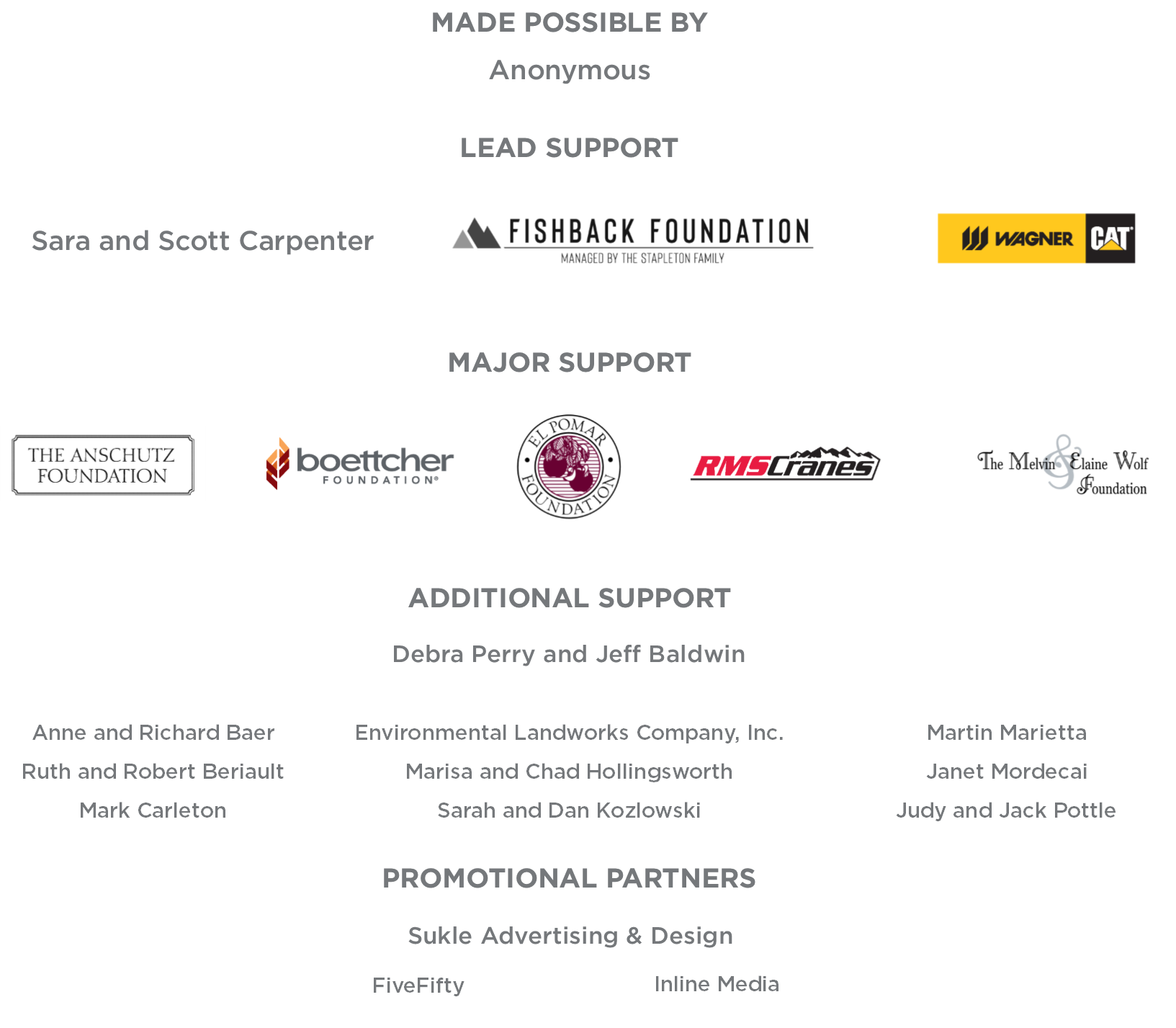 graphic that lists all the sponsors of Adventure Forest