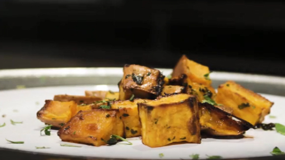 oven roasted sweet potatoes with herbs